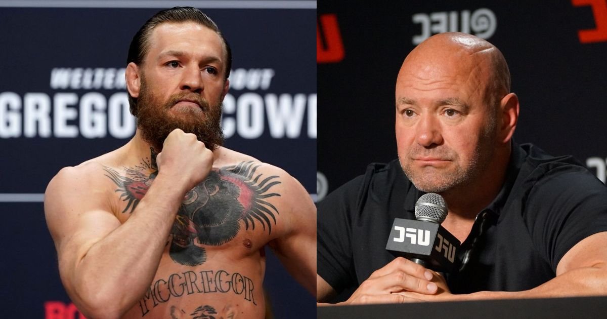 Conor McGregor reacts to Dana White