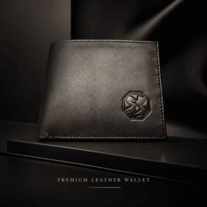 Black Leather Wallet with Red Interior